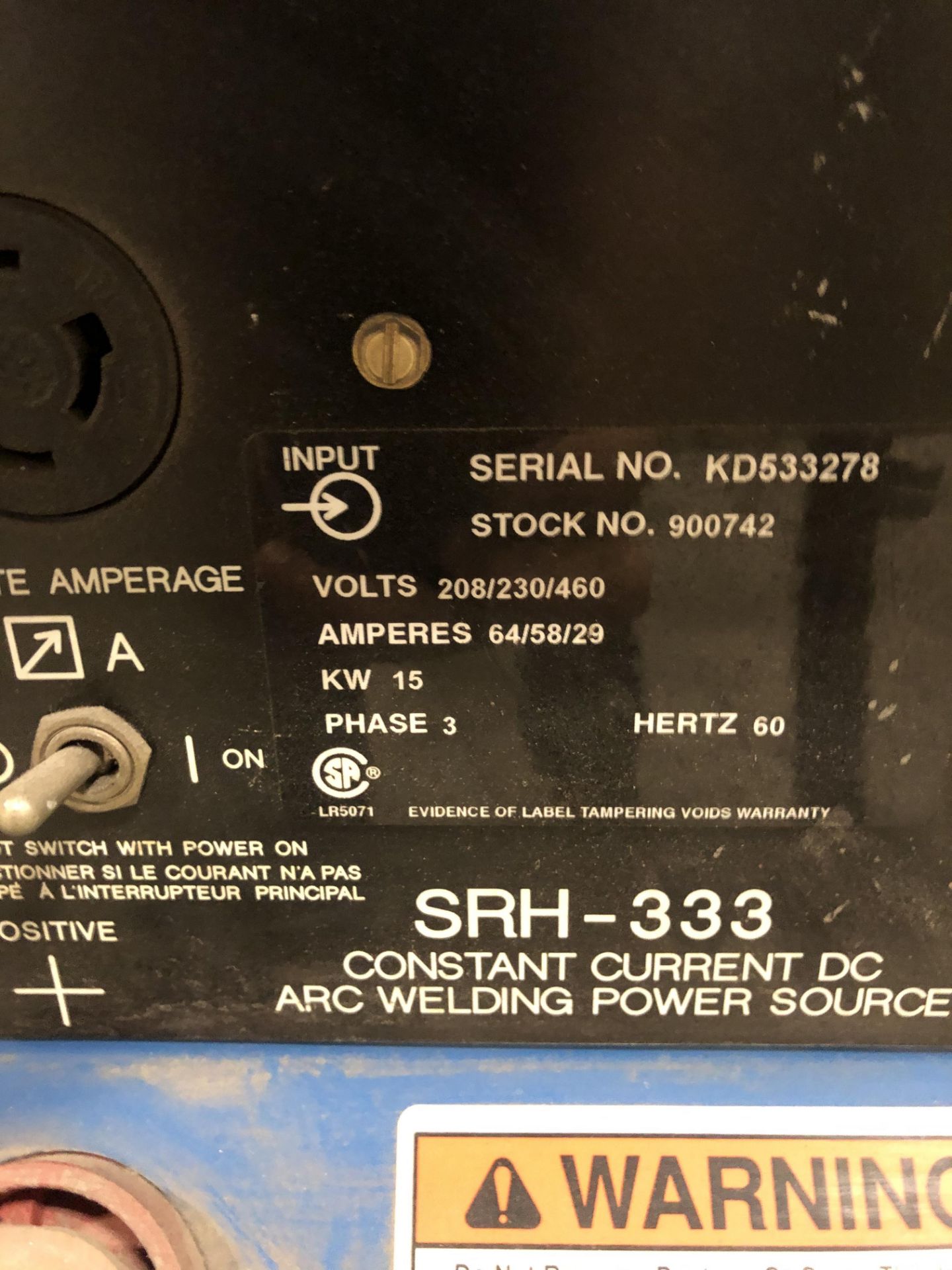 Miller SRH-333 300 amp welder, 1993 model - Image 3 of 3