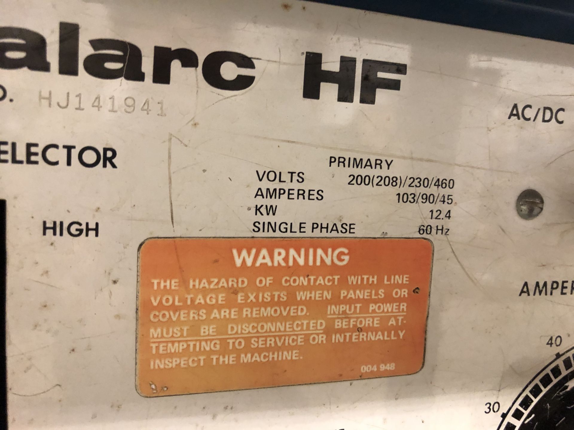 Miller HF 250 amp welder, 1978 model - Image 3 of 3