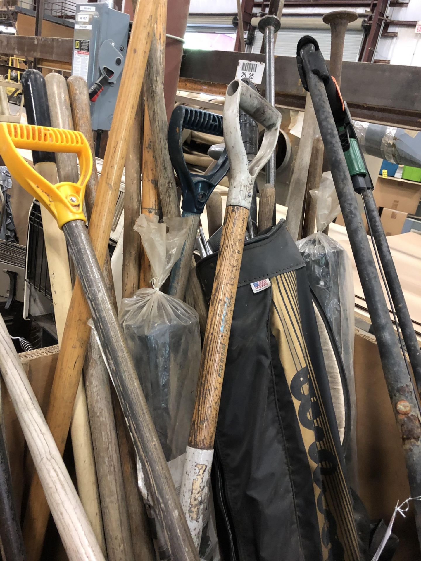 Gaylord box of landscaping hand tools shovels spreader take an iron’s and etc. - Image 9 of 10