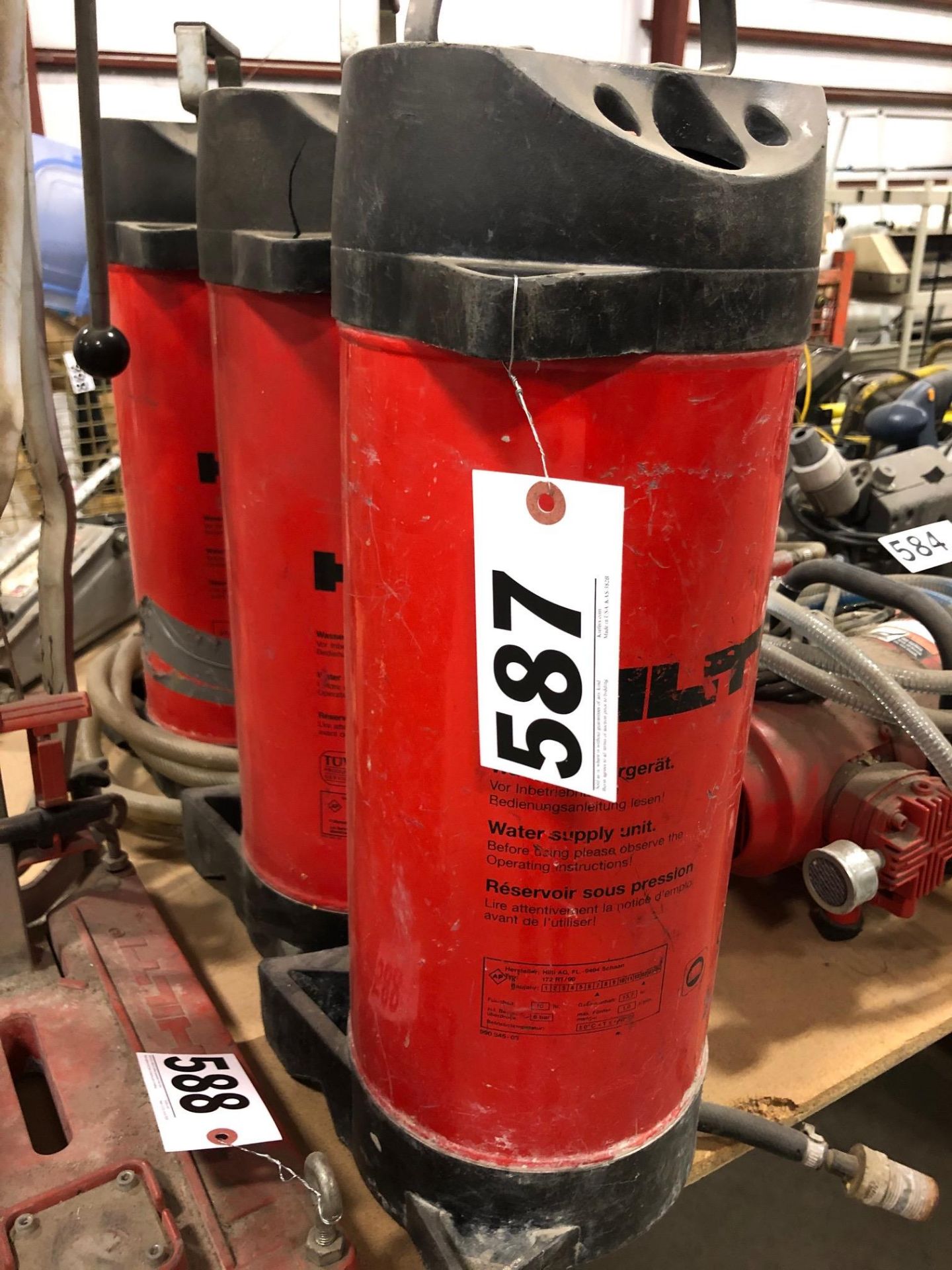 Lot of 3 Hilti water supply tanks 10 liter