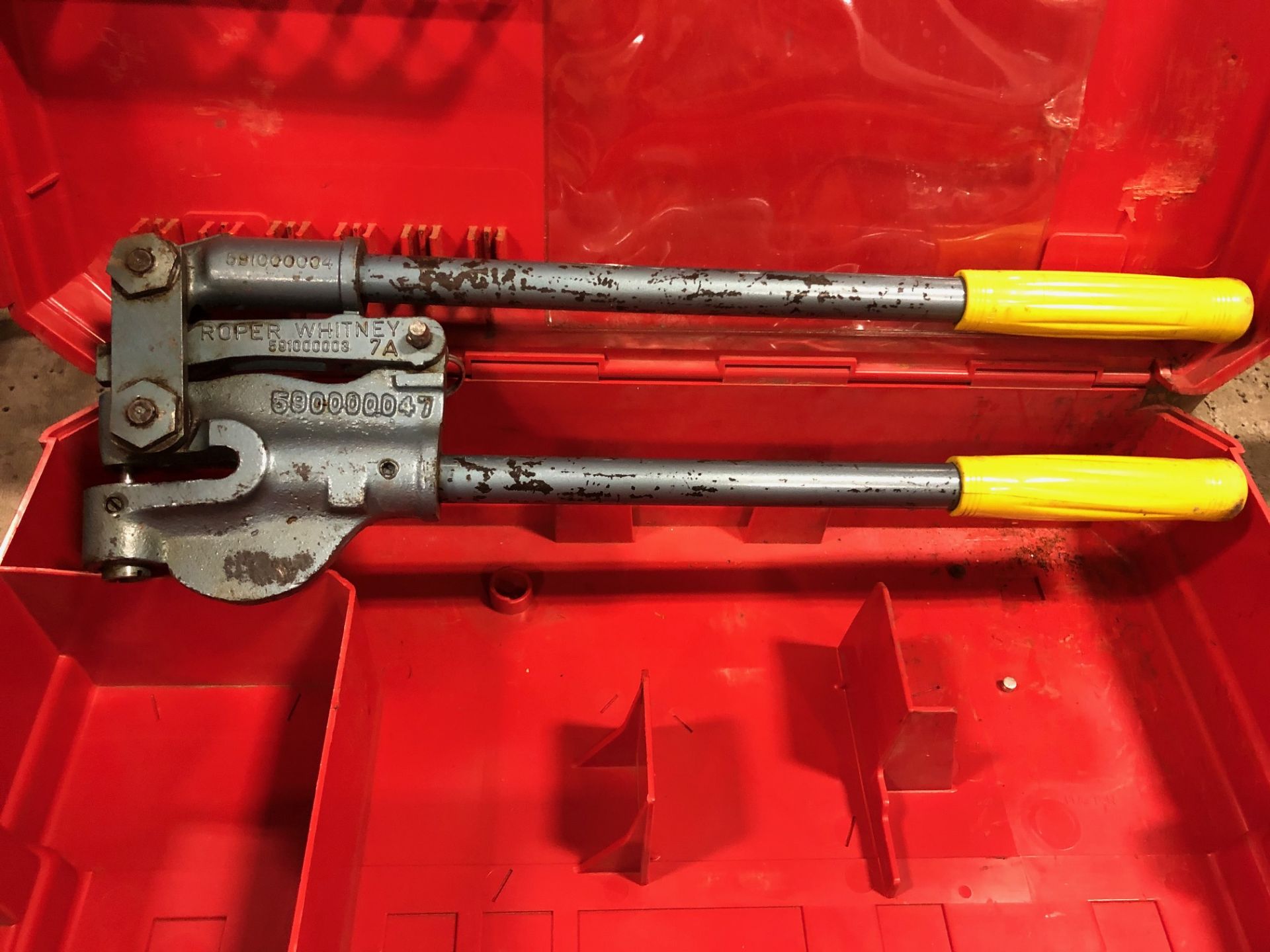 Roper Whitney no. 7A portable punch in Hilti case