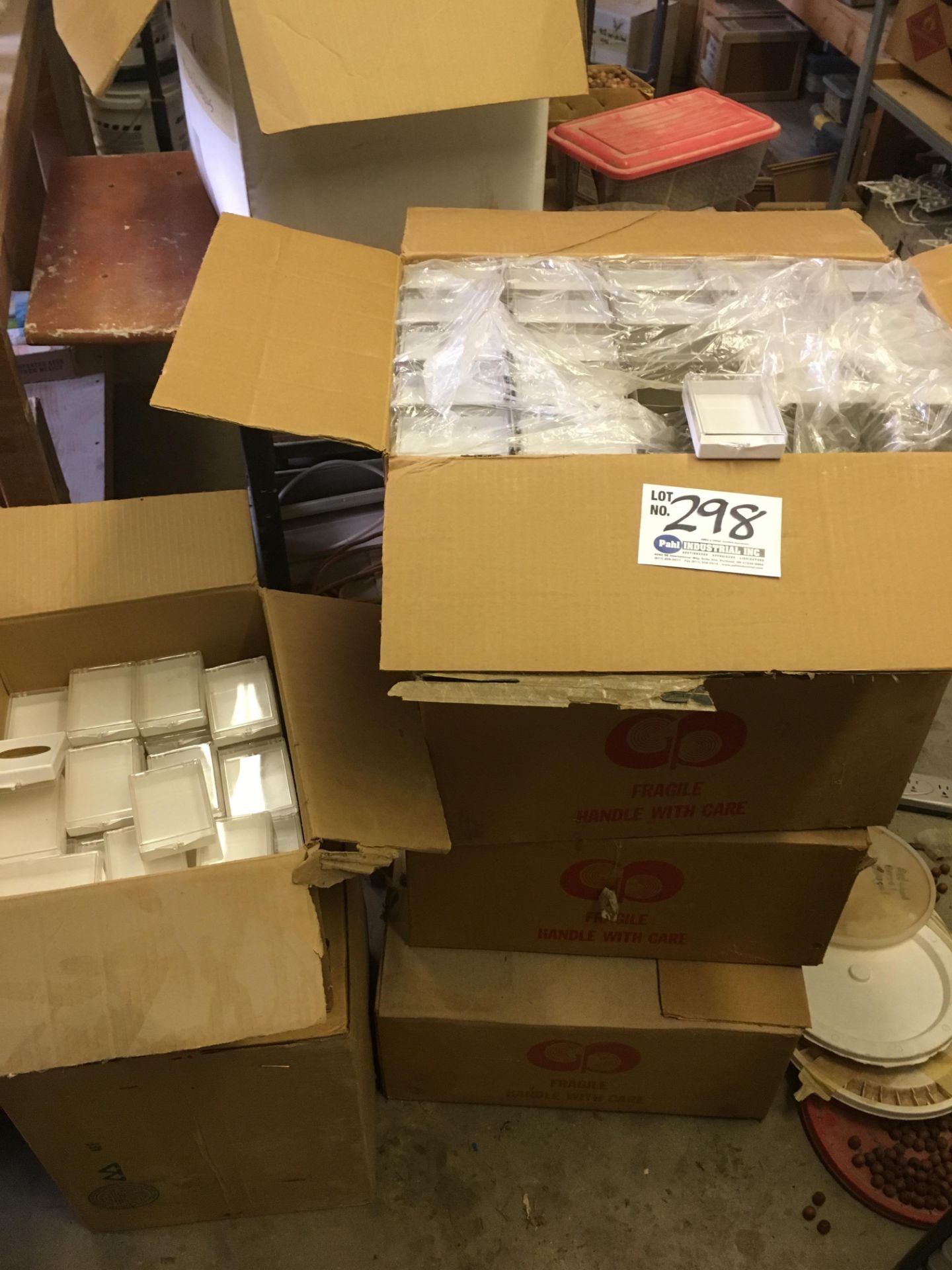 5 Boxes of Clear Plastic square product containers/cases