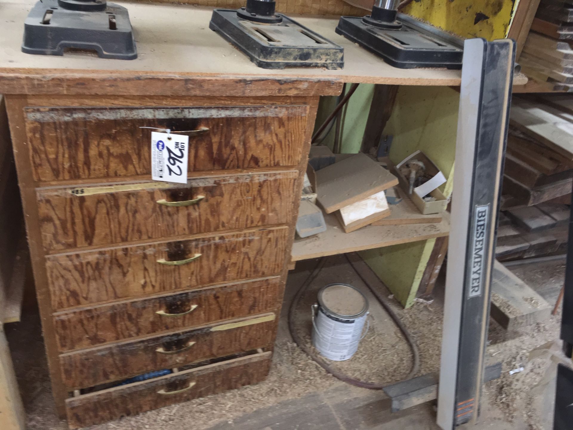 Wood Cabinet with contents