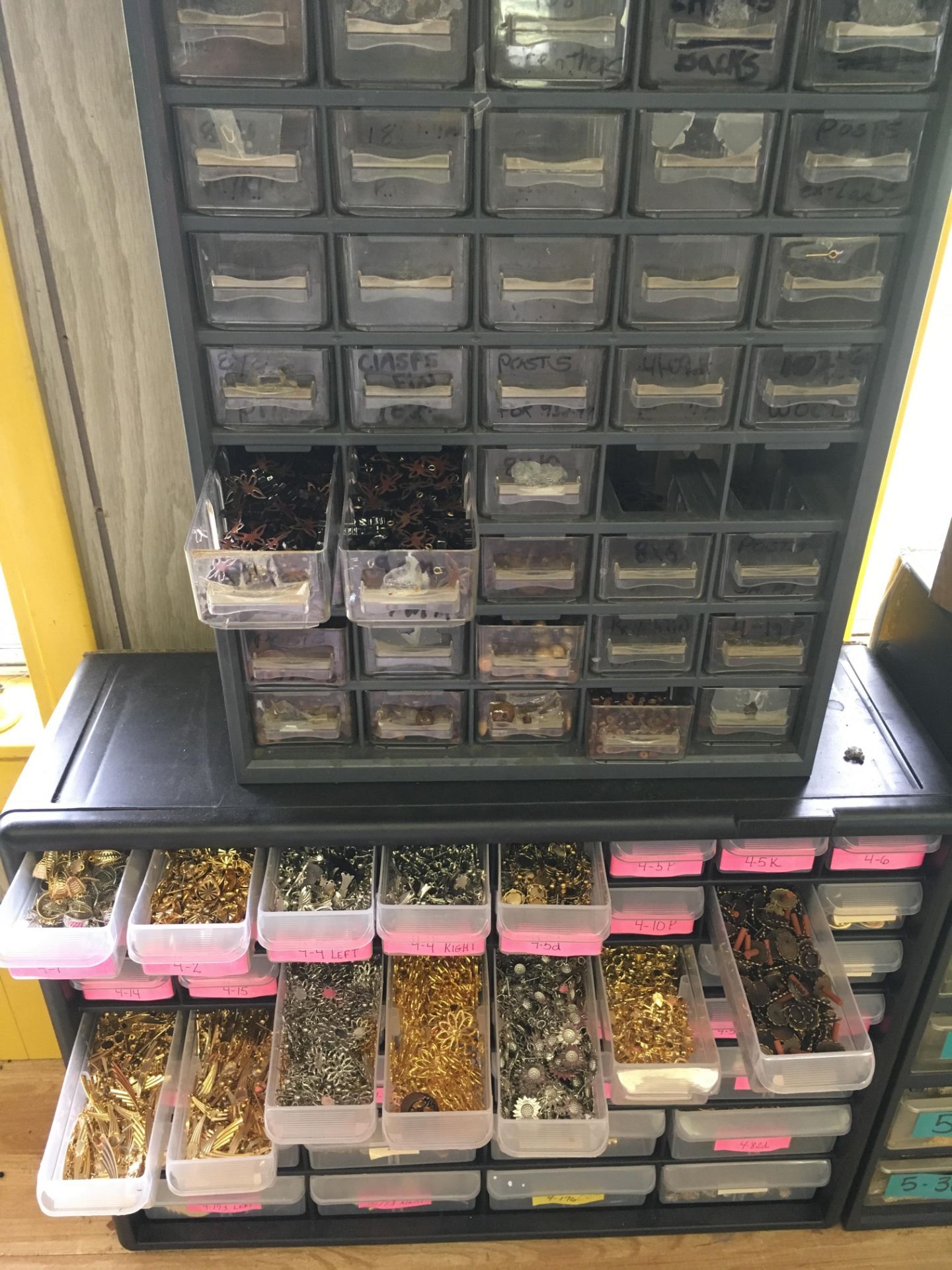 44-Drawer and 45-Drawer parts bins with assorted Jewelry - Image 2 of 2