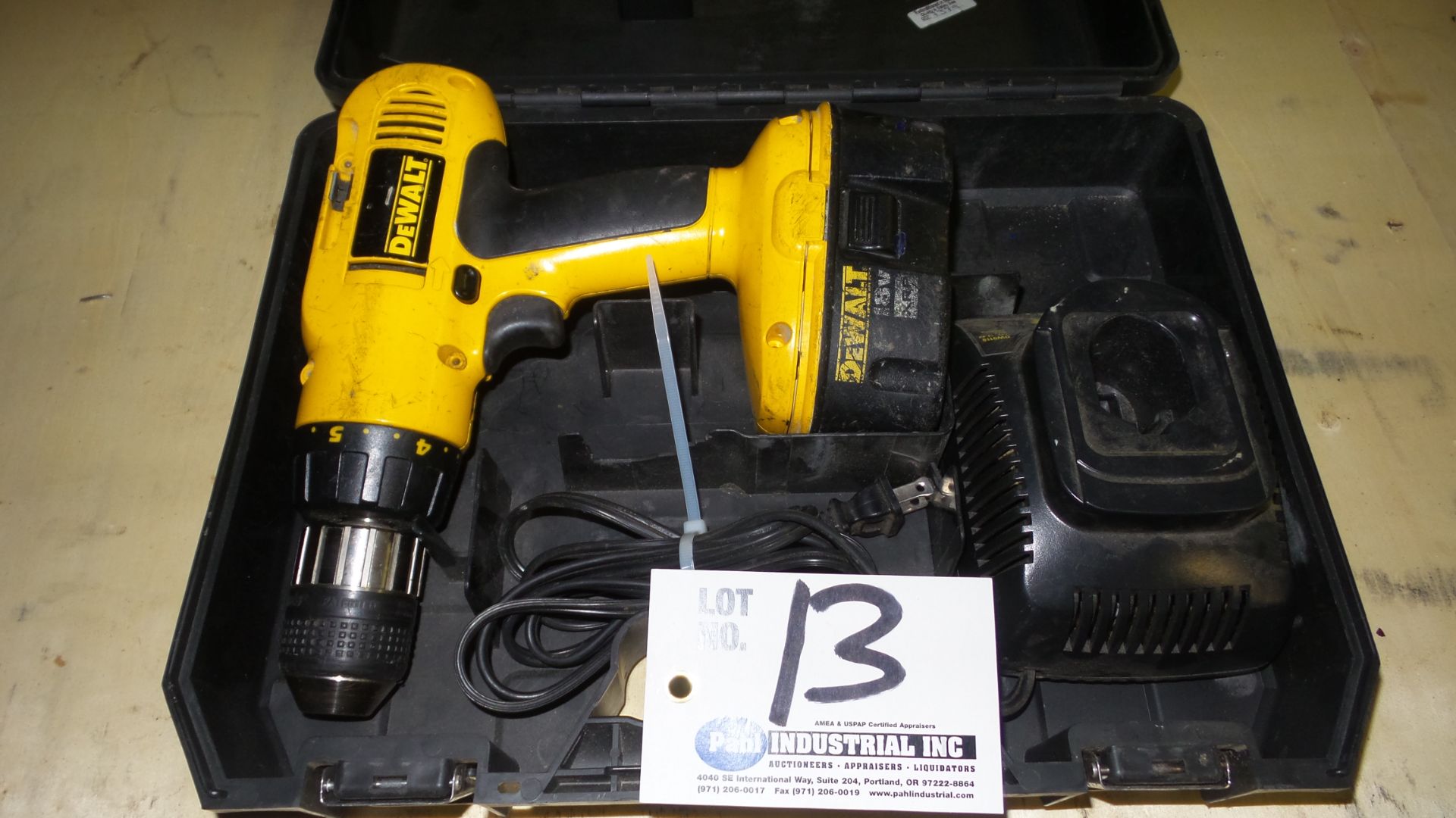 DeWalt DW997 1/2" Cordless Drill with battery, charger, and box