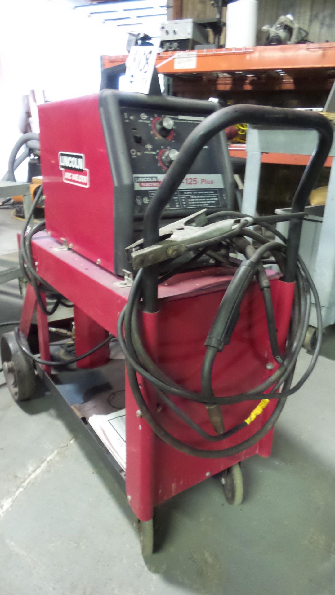 Lincoln SP-125 Plus Wire Feed Mig Welder Gauges, Lead, and cart