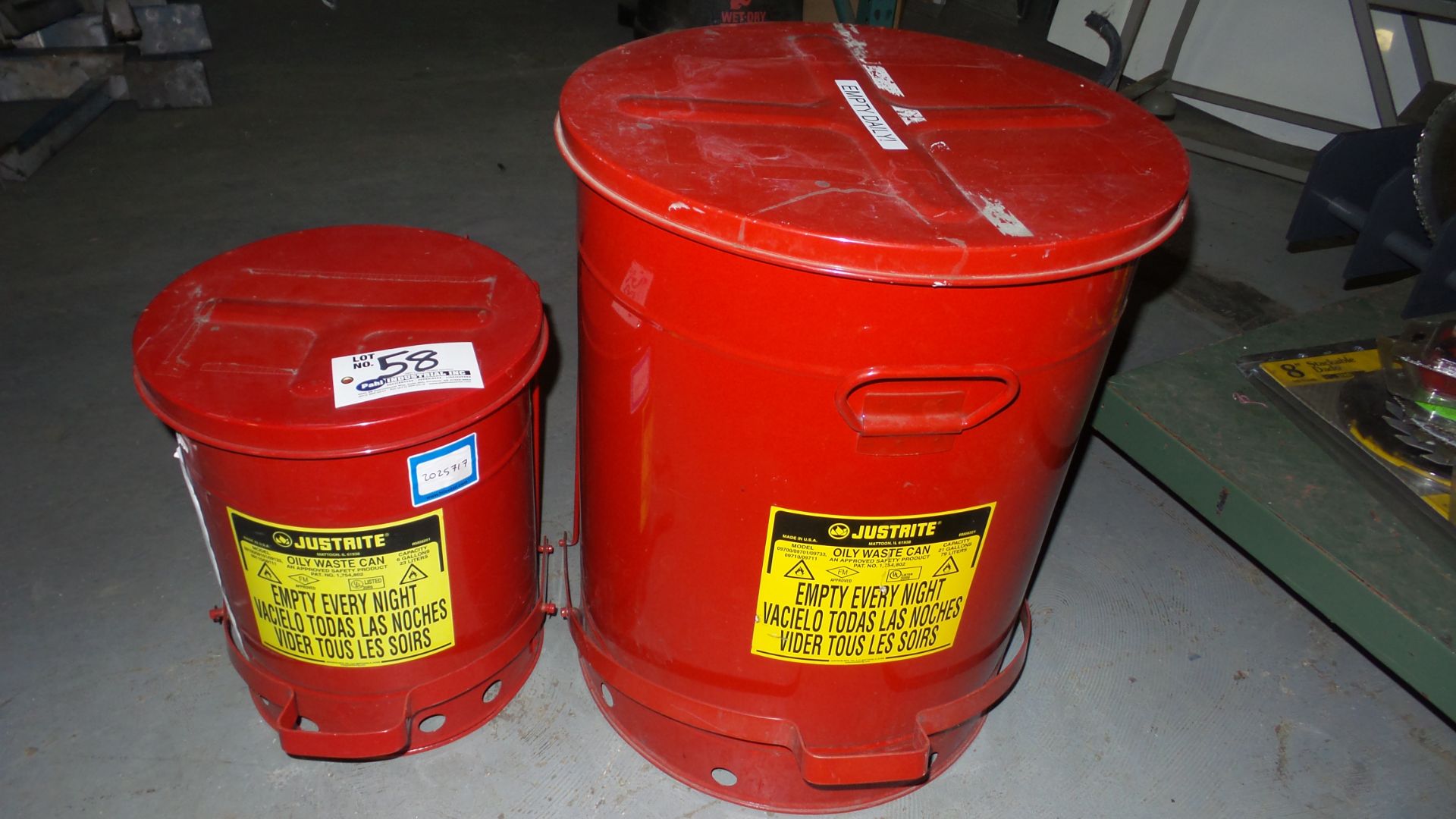 2 Justrite Hazardous Material Bins 6gal and 21gal