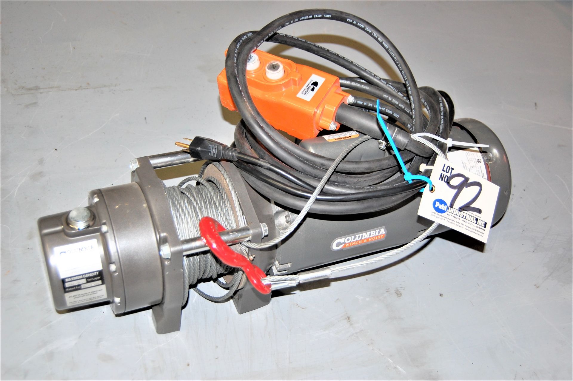 Columbia 1000LB Electric Planetary Drive Hoist Winch with Pendant Control