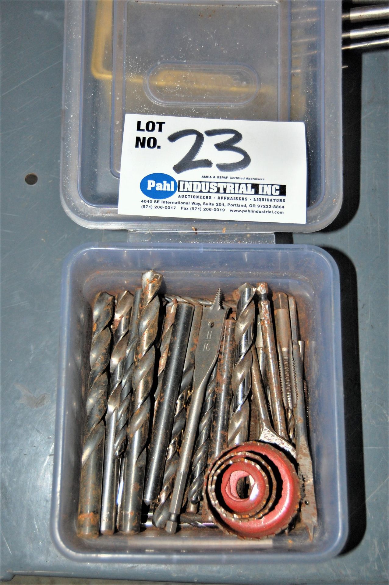 Box of Assorted Drills and Hole Saw Bits