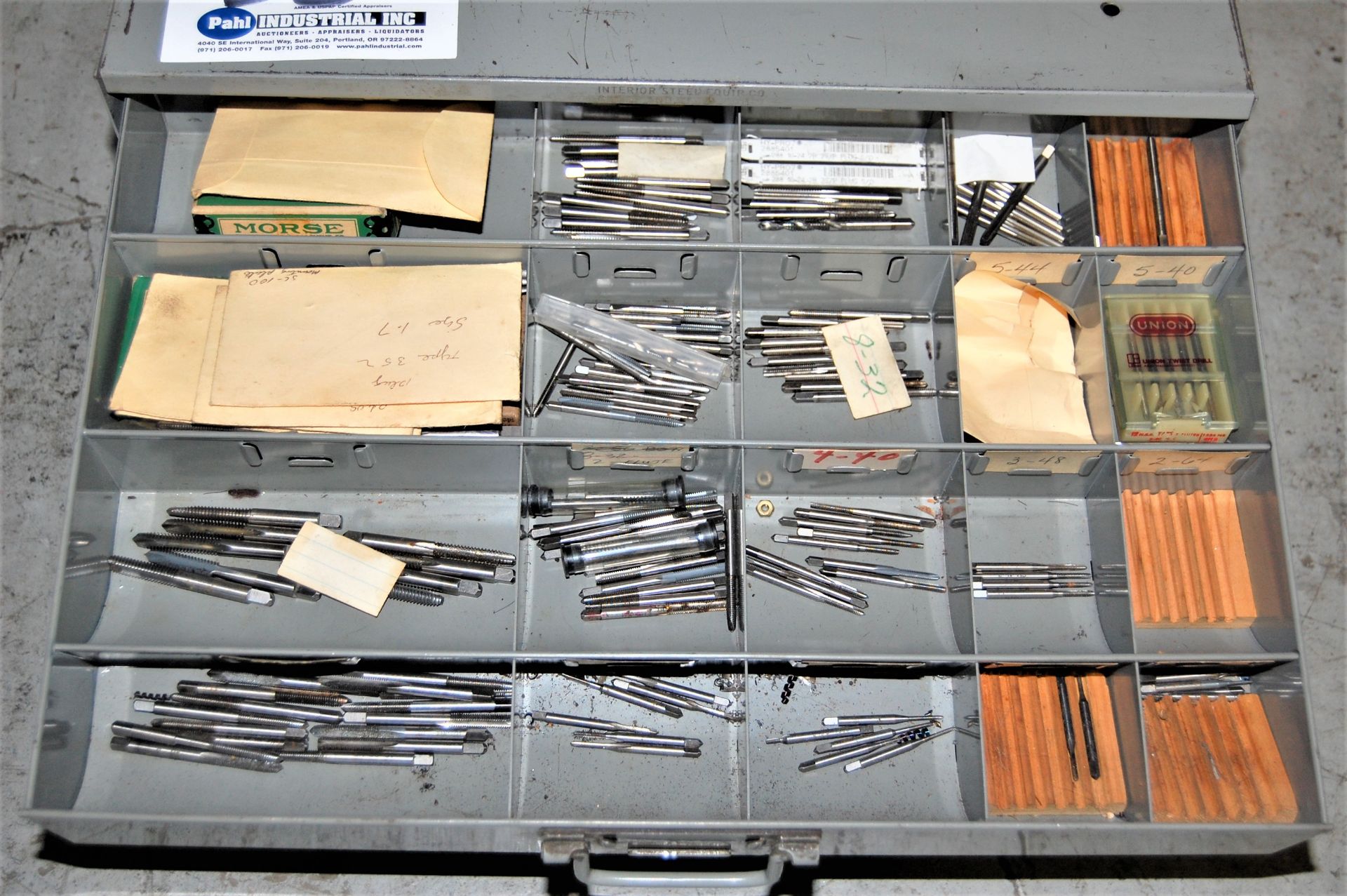 Large Assortment of Taps with 3-Level Sliding Drawer Cabinet - Image 4 of 4