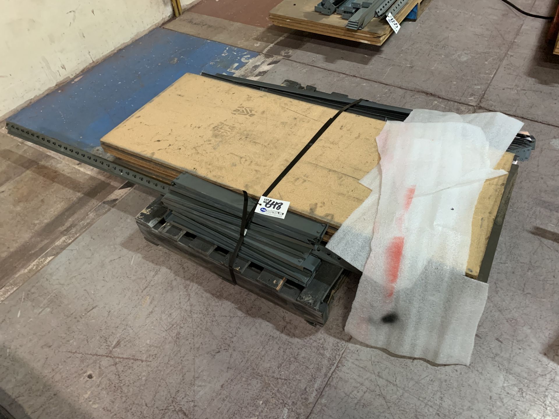 Steel Frame Shelving Unit w/boards (disassembled)
