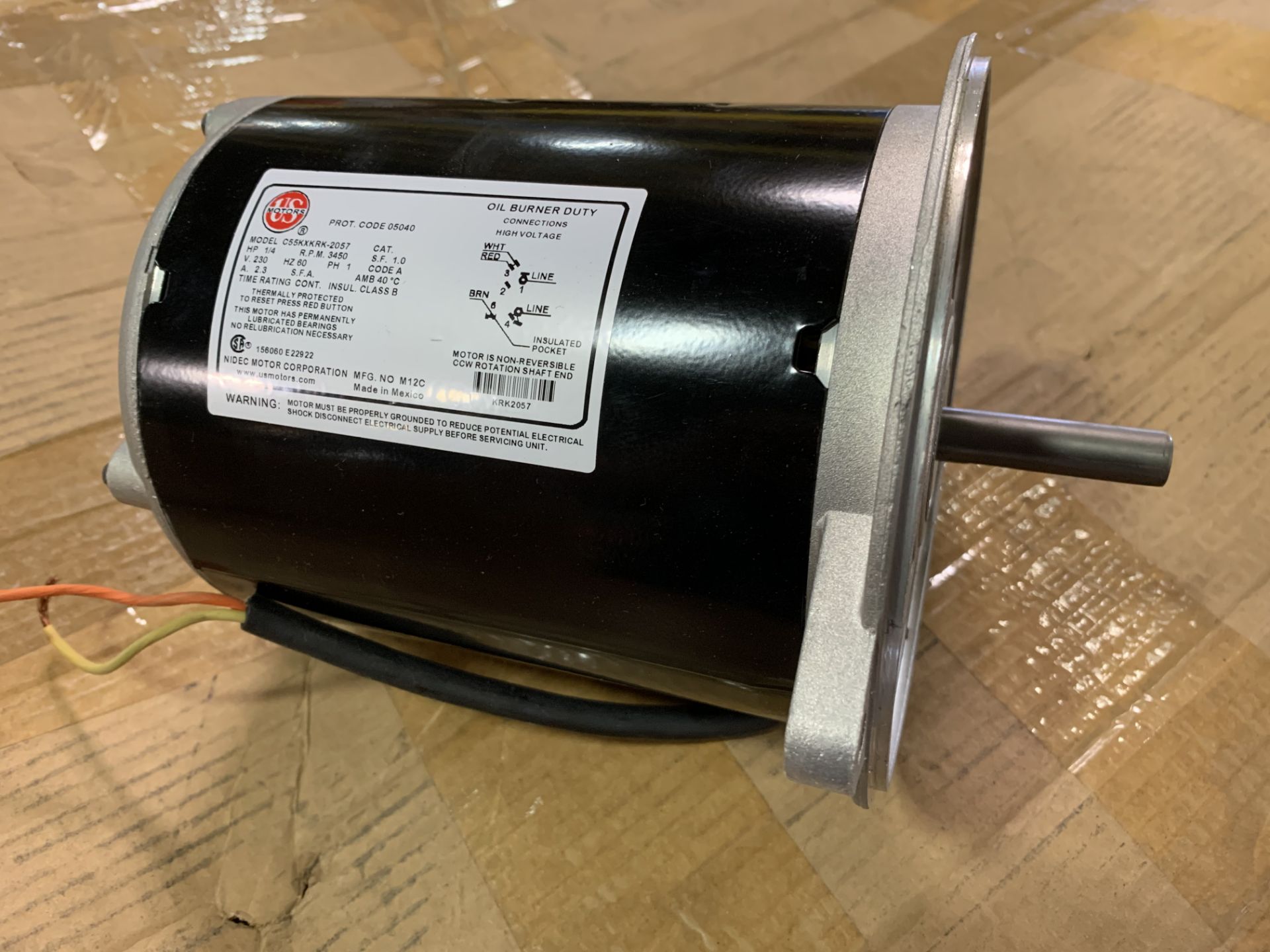 NEW US Motors model C55KXKRK-2057 1/4 hp Electric Motor 3450 rpm 230 volt / single phase