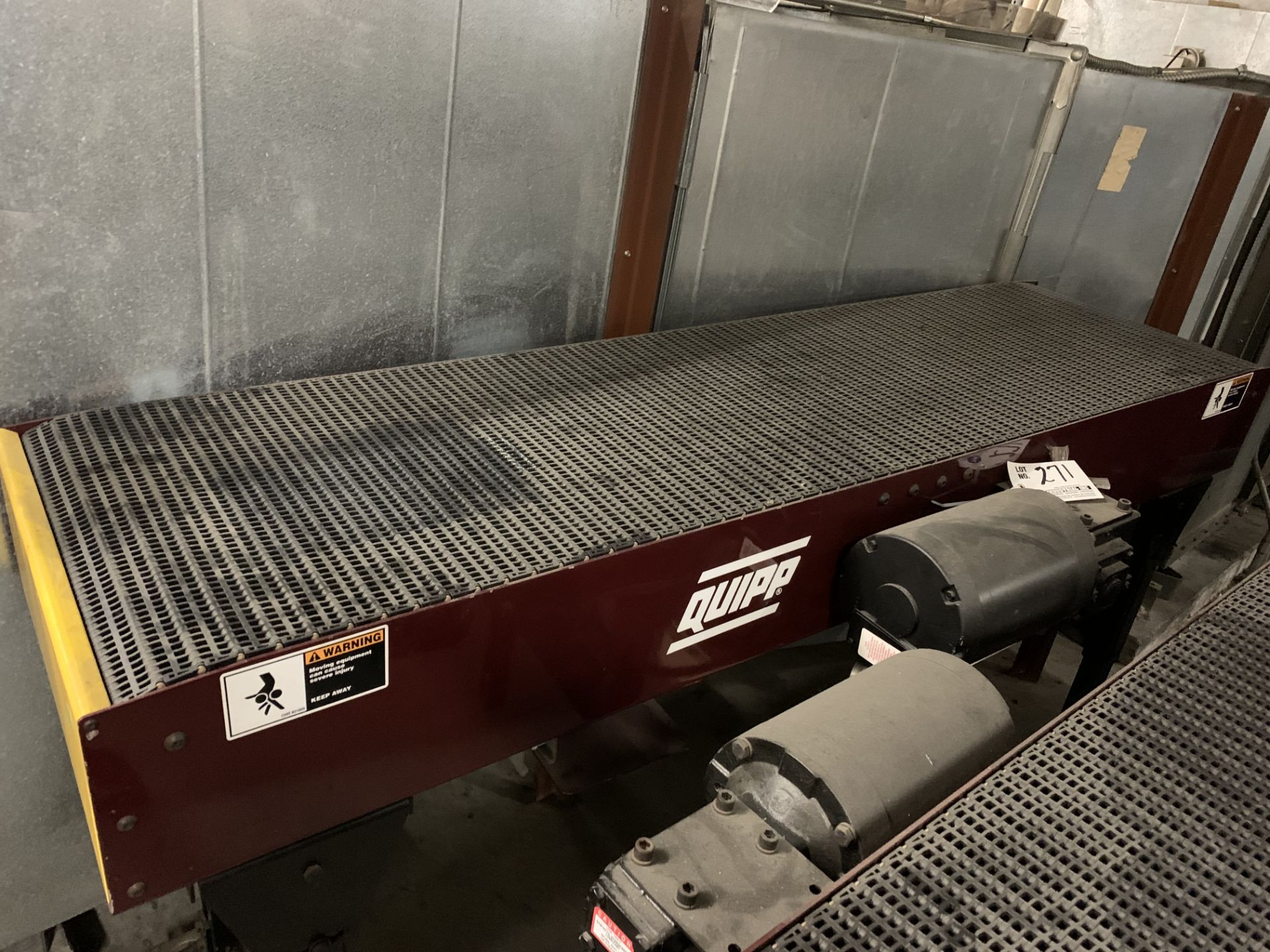 Unused Quipp 6' X 18" wide automated conveyor on casters