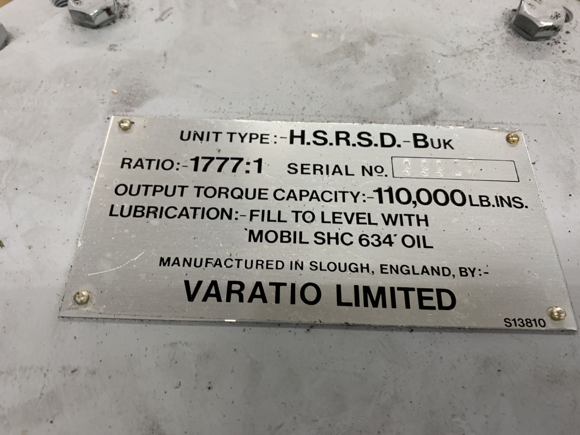 Varatio Limited Unit Type H.S.R.S.D.-BUK Torque Converter Ratio 177:1 output cap. 110,000 lb. ins. - Image 2 of 3