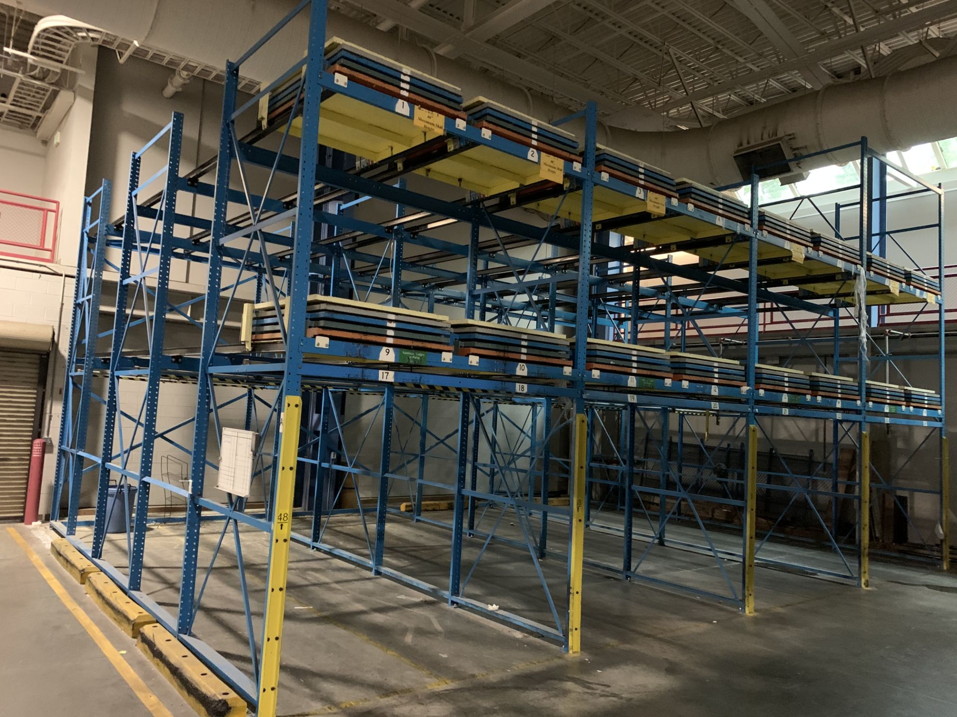 25' X 35' X 20' tall 4 sections Steel Blue Racking