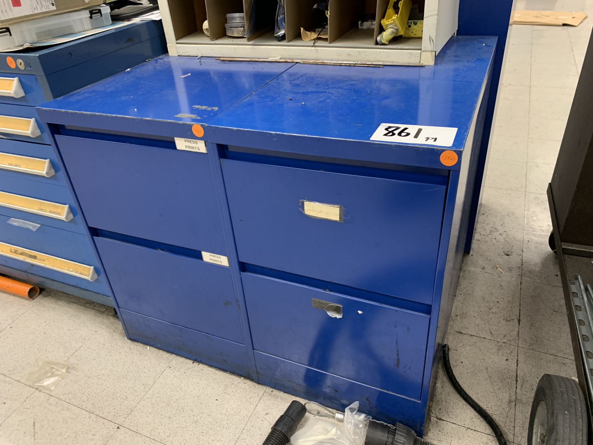 (2) Blue 2 drawer Metal File Cabinets