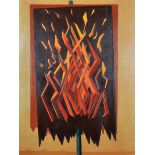 Andree Pollier (1915-2009) French. "Les Flammes", Oil on Canvas, Signed, Inscribed and Dated '79