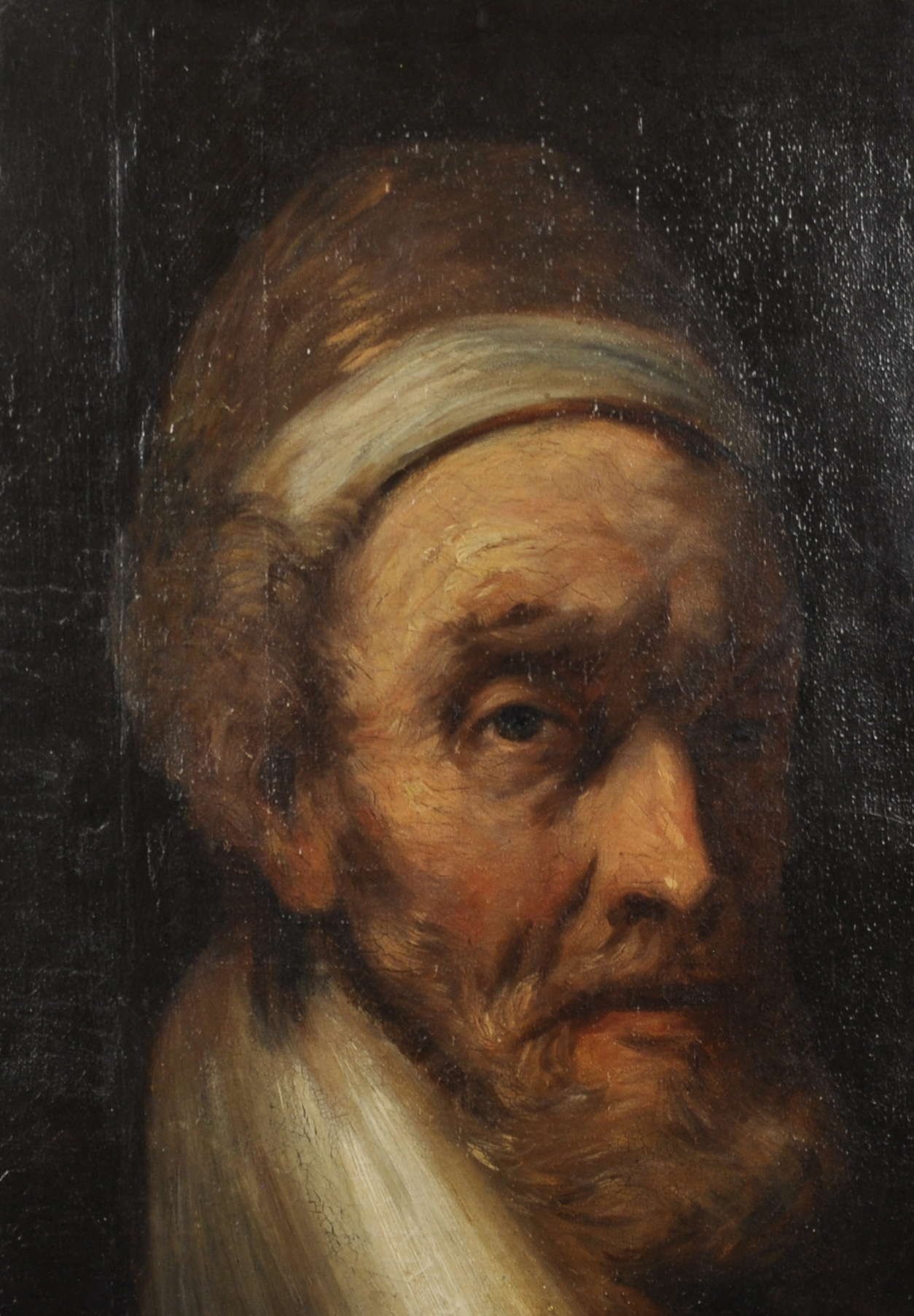 19th Century Dutch School. Portrait of a Bearded Man, Oil on Canvas, a Fragment, 15.25" x 10.75" (