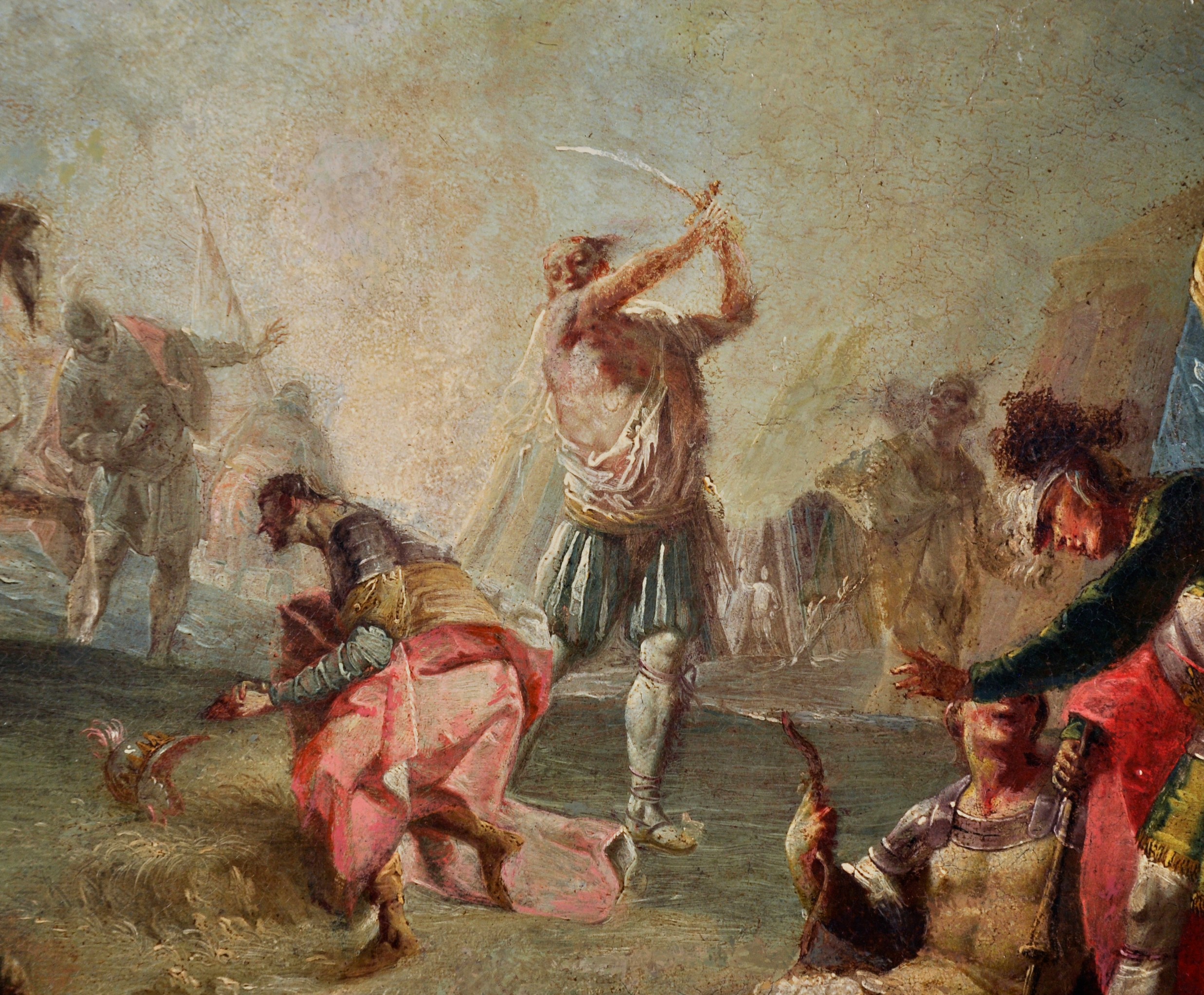 Early 18th Century Italian School. A Battle Scene, Oil on Canvas, Unframed, 15" x 21" (38.1 x 53. - Image 5 of 7