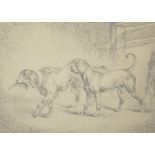 19th Century English School. Study of Working Dogs in a Stable, Pencil, Unframed, 7.75" x 10.75" (