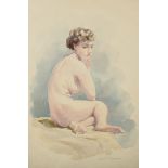Leslie H... Snowdon (19th ? 20th Century) British. A Study of a Naked Lady, Watercolour, Signed,