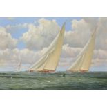 William Henry Bishop (1942- ) British. "Candida and Astra (23 Metre Class), Racing in the Solent",