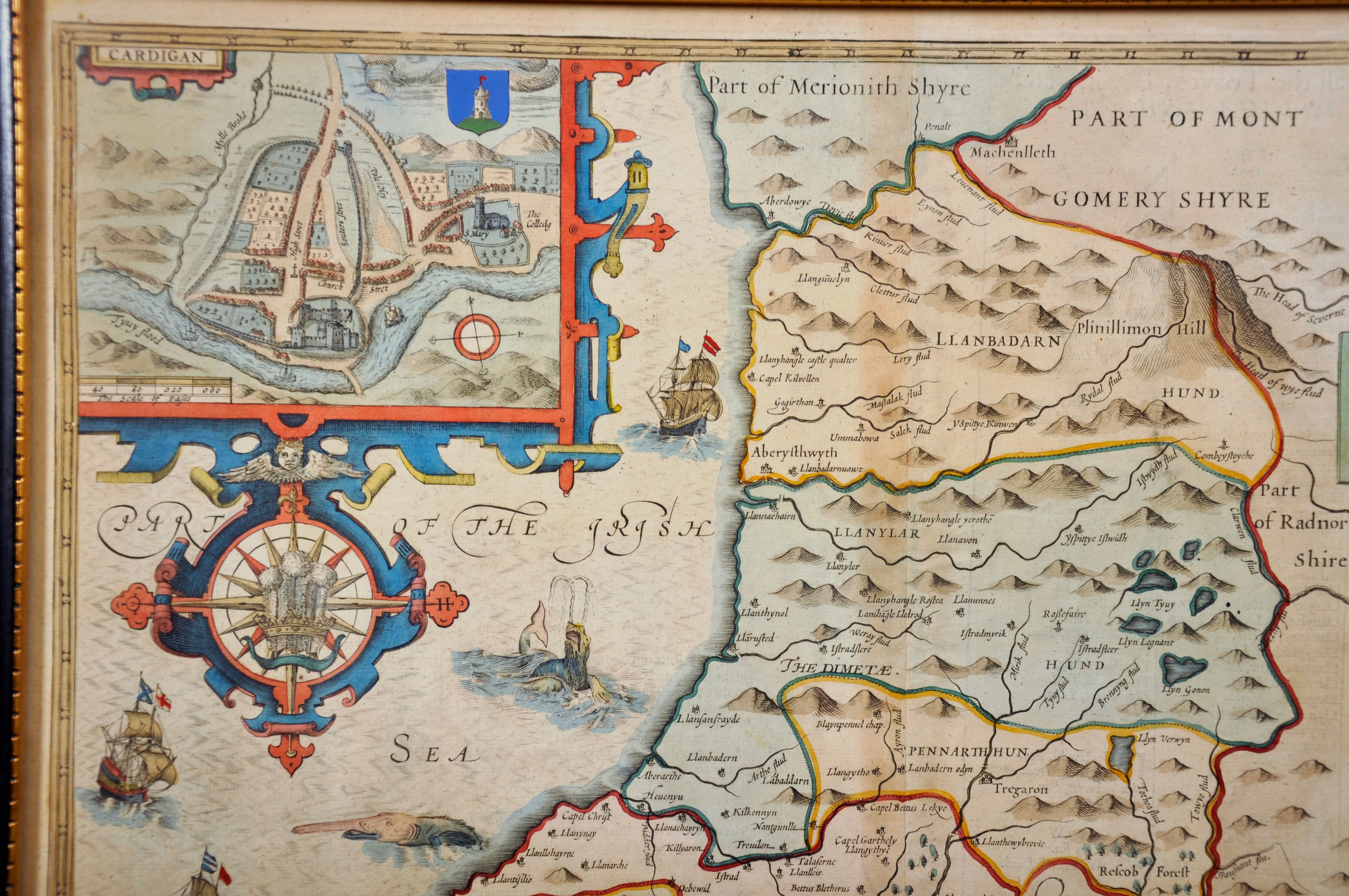 John Speede (1552-1629) British. "Cardigan, Shyre", Map in Colours, 15" x 19.75" (38.1 x 50.1cm). - Image 3 of 6