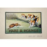 20th Century English School. "Hare & Hounds", Illustration for a Pub Sign, Watercolour, Unframed, 6"