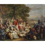 Early 19th Century French School. A Feast in an Alpine Setting, Oil on Canvas, Unframed, 20" x