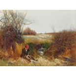 Benjamin D... Sigmund (1857-1947) British. "The Shepherd Boy", a Young Boy Sitting in the Reeds,