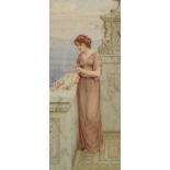 William Anstey Dolland (1858-1929) British. A Grecian Beauty, on a Marble Terrace, Watercolour,