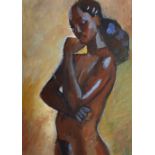 Arthur Aldwyn 'Boscoe' Holder (1921-2007) West Indies. "Pensive Nude", Oil on Board, 15" x 11" (38.1