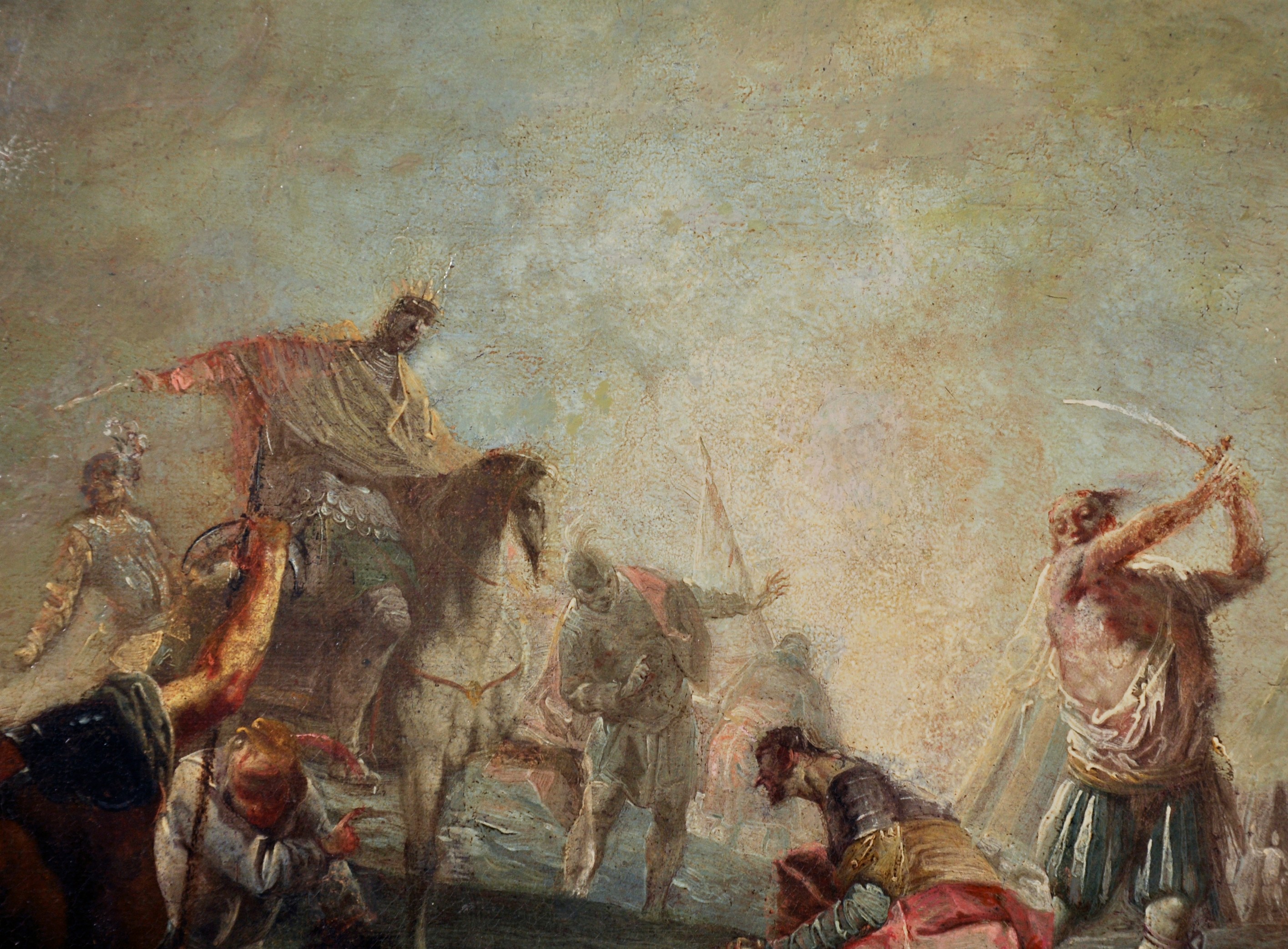 Early 18th Century Italian School. A Battle Scene, Oil on Canvas, Unframed, 15" x 21" (38.1 x 53. - Image 4 of 7