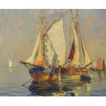 Andre Beronneau (1886-1973) French. A Mediterranean Harbour Scene, with Sailing Boats, Oil on