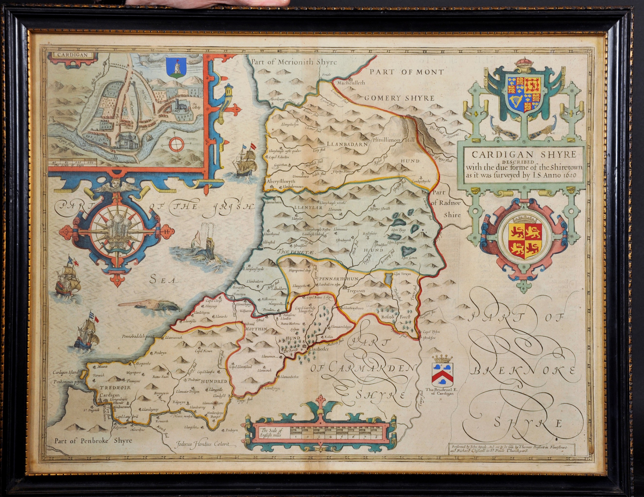 John Speede (1552-1629) British. "Cardigan, Shyre", Map in Colours, 15" x 19.75" (38.1 x 50.1cm). - Image 2 of 6