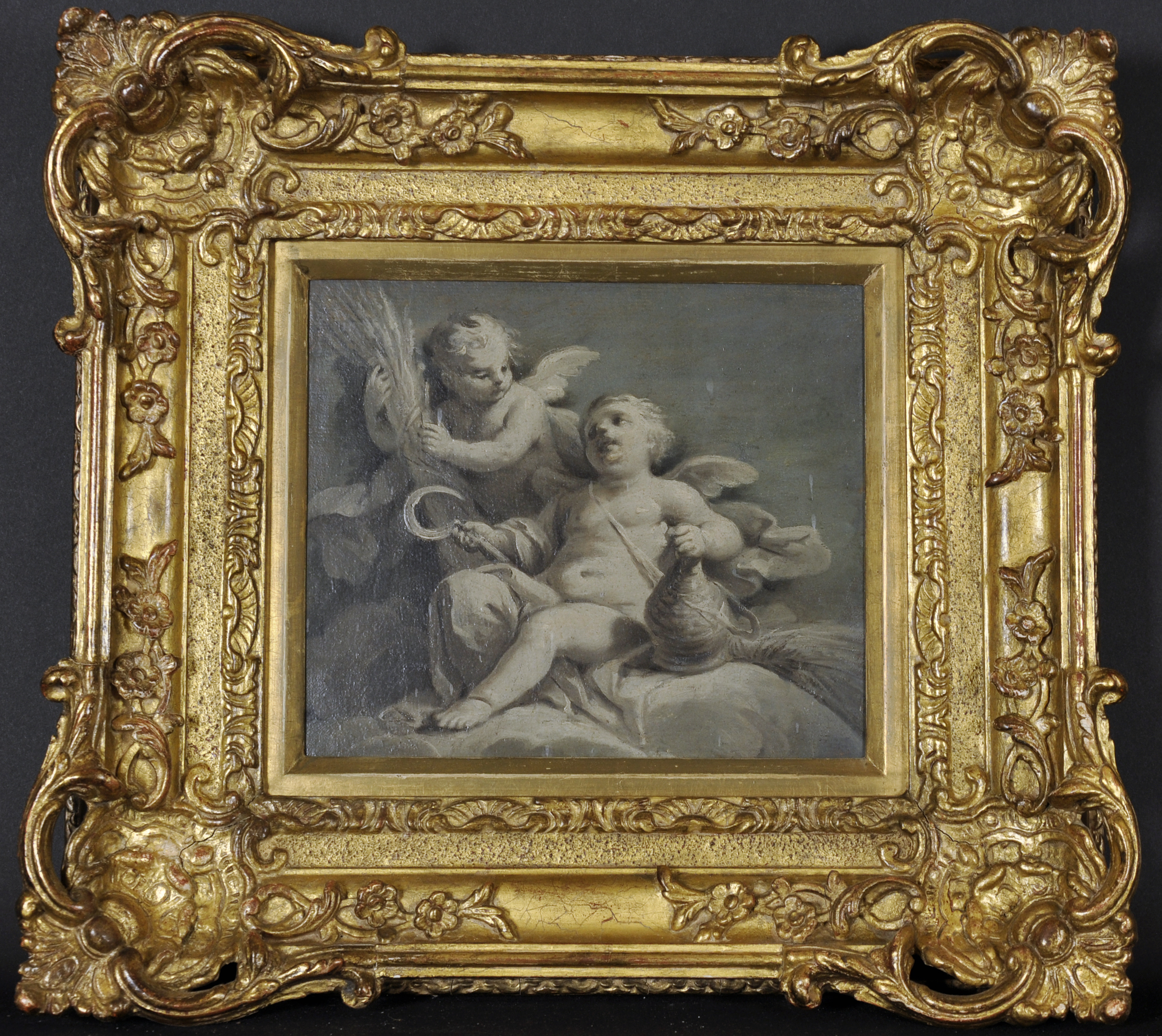 Jacob de Wit (c.1695-1754) Dutch. Allegory of Spring, with Putti, En Grisaille on Canvas, In a