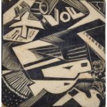 After Edward Wadsworth (1889-1949) British. "Untitled", Woodcut, Unframed, 2.5" x 2.25" (6.3 x 5.