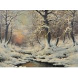 Laszlo Neogrady (1896-1962) Hungarian. A Winter River Landscape, Oil on Canvas, Signed, in a