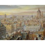 Steven Scholes (1952- ) British. A View of the London Skyline, Oil on Board, Signed, 15.25" x 19.