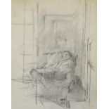 Ruskin Spear (1911-1990) British. A Man Seated in an Interior, Pencil, Inscribed on the reverse,