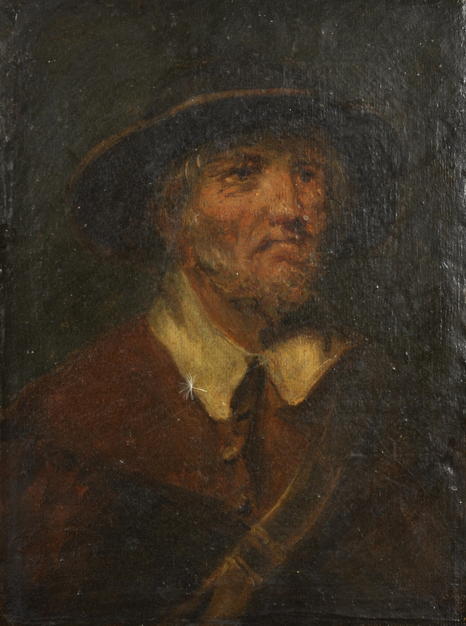 Circle of David Wilkie (1785-1841) British. Bust Portrait of a Man, wearing a Hat, Oil on Paper,