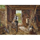 Attributed to Louise J. Rayner (1832-1924) British. 'The Carpenter's Workshop', with a Figure