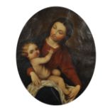 19th Century Spanish School. A Madonna and Child, Oil on Canvas laid down, Oval, 20.5" x 17" (52 x