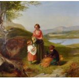 Thomas Webster (1800-1886) British. "Family Group", A Mother and Children, Collecting the Corn, in a