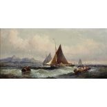 William Anslow Thornley (1857-1935) British. Shipping off the Coast, with Sailing Boats and