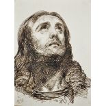 George Hayter (1792-1871) British. Study of the Head of Christ, Ink, Inscribed 'To LCH' and Dated '