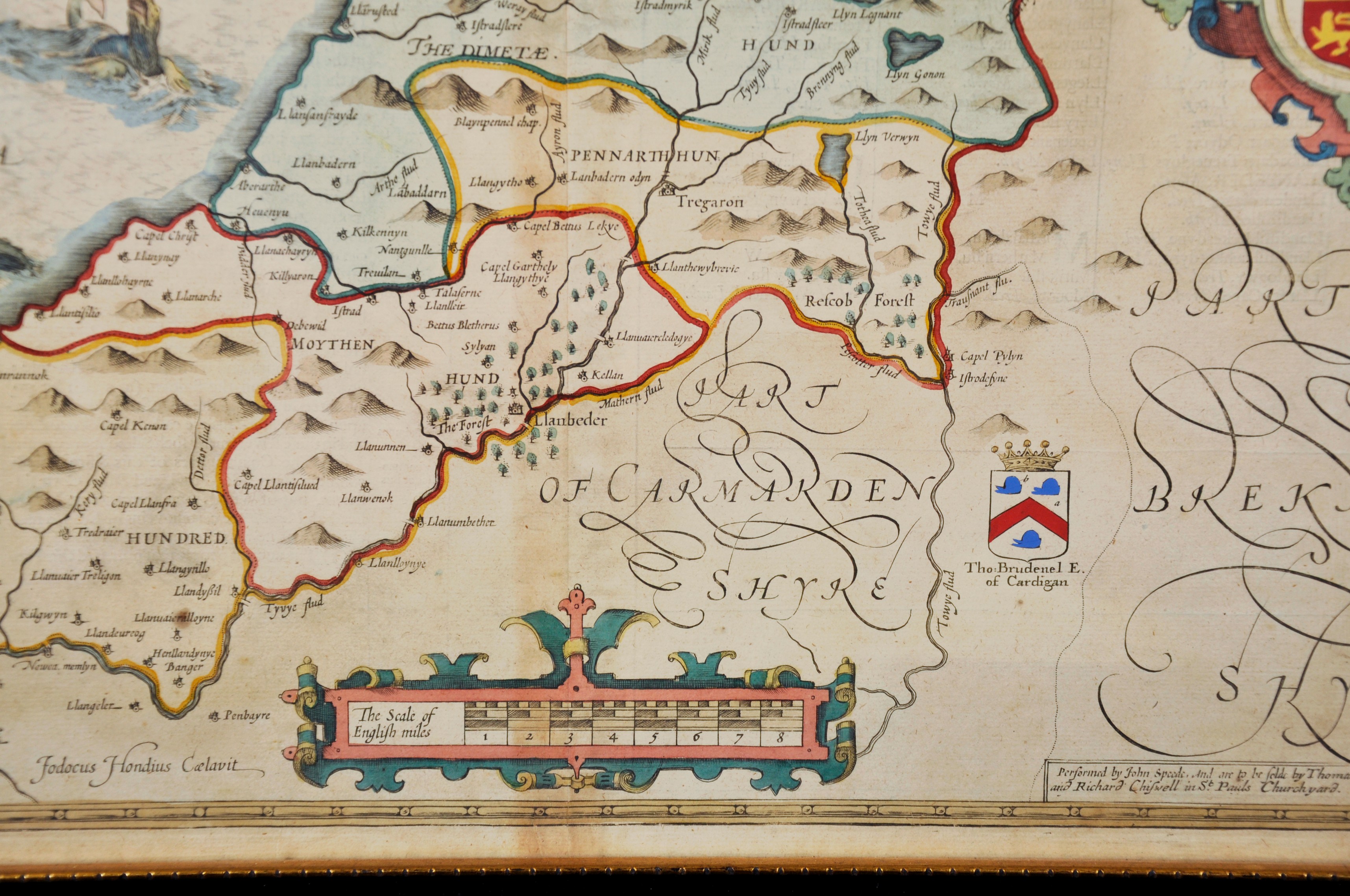 John Speede (1552-1629) British. "Cardigan, Shyre", Map in Colours, 15" x 19.75" (38.1 x 50.1cm). - Image 5 of 6