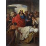 Edward Bird (1772-1819) British. Christ Healing the Sick, Oil on Panel, Inscribed on the reverse,