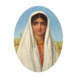 William Gale (1823-1909) British. Portrait of a Middle Eastern Girl in a Shawl, Oil on Panel, Signed