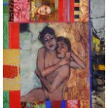 George Donald (1943- ) British. "Aroeis", a Couple Embracing, Mixed Media, Inscribed on a label on